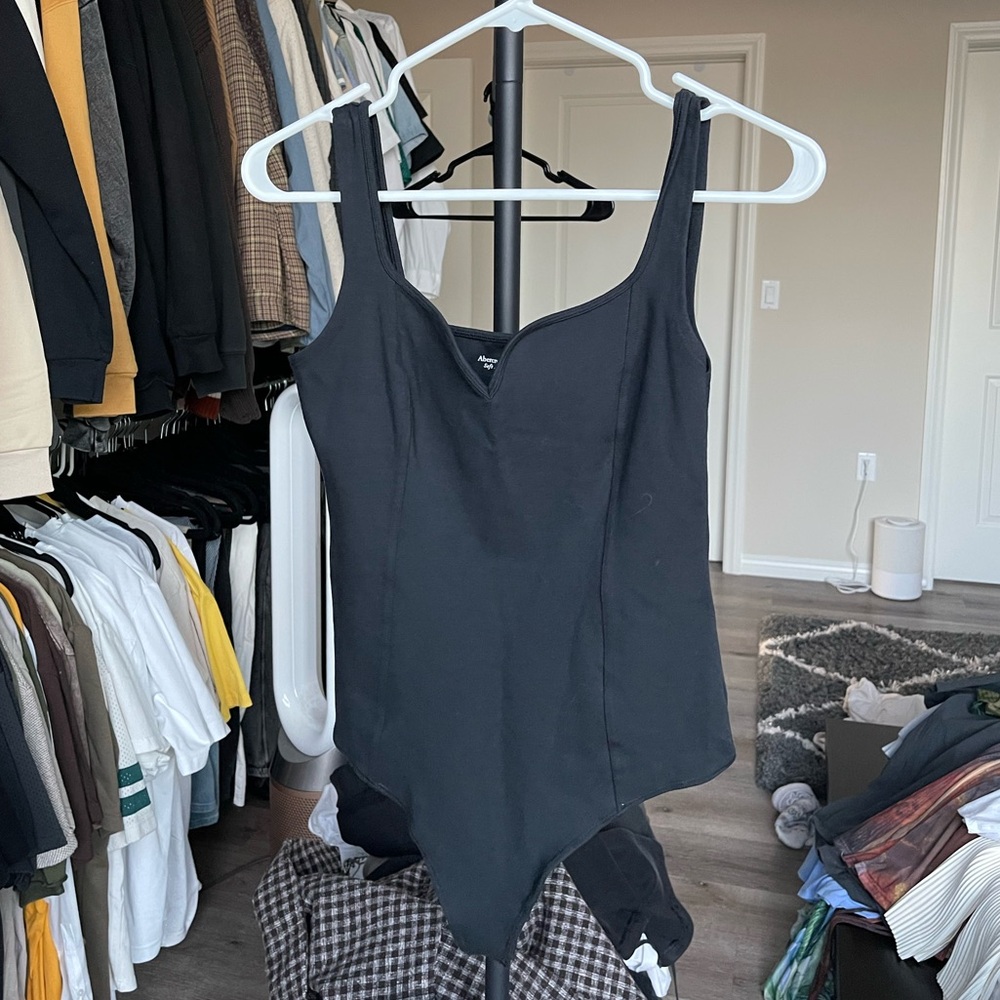 Abercrombie & Fitch Black Fitted Bodysuit